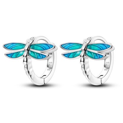 Dragonfly Silver Hoop Earrings