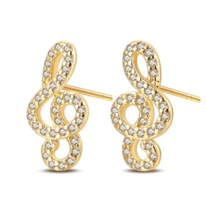 Music Note Gold Silver Stud Earrings