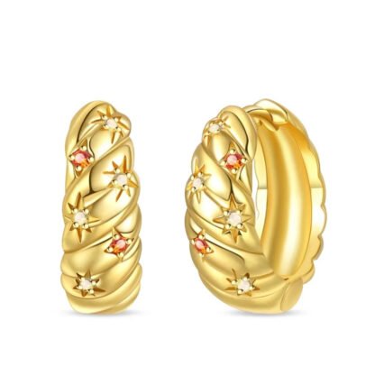 Crystal Star Gold Silver Hoop Earrings