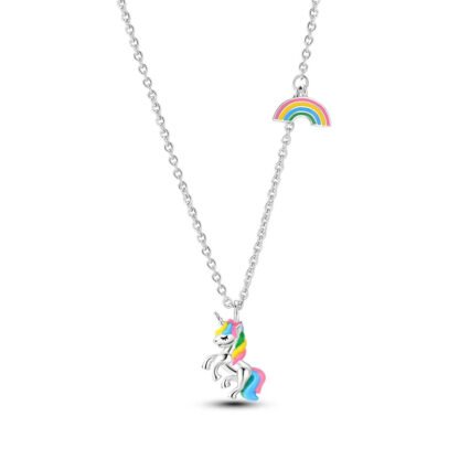 Unicorn Rainbow Silver Necklace