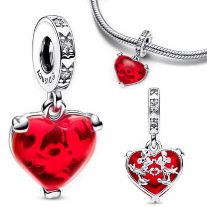 Silver Mickey Minnie Mouse Red Heart Disney Charm - Image 2