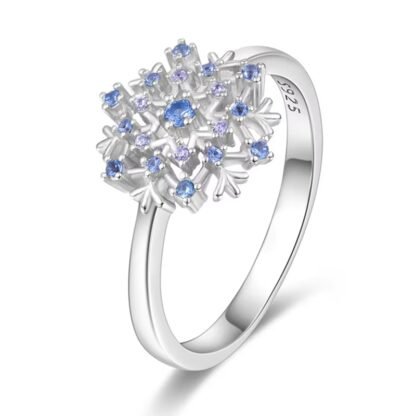 Blue Snowflake Silver Ring