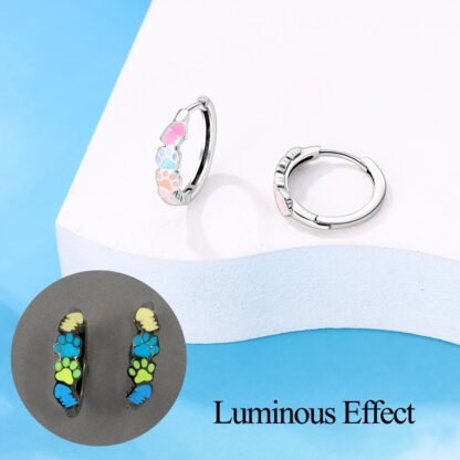 Pet Paw Silver Hoop Earrings - Image 2