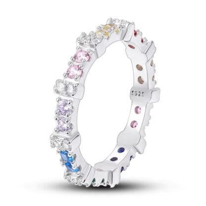 Rainbow Crystal Silver Ring