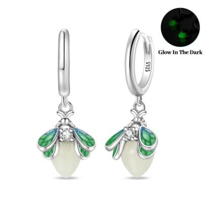 Crystal Bee Silver Hoop Earrings