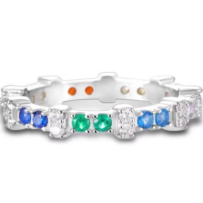 Rainbow Crystal Silver Ring - Image 2