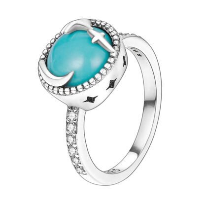 Blue Stone Moon Silver Ring