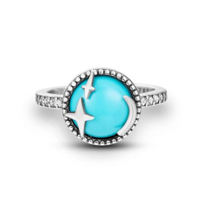 Blue Stone Moon Silver Ring - Image 2