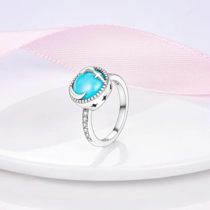 Blue Stone Moon Silver Ring - Image 3