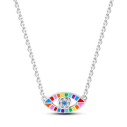 Rainbow Eye Silver Necklace