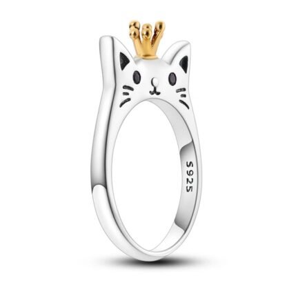 Crown Cat Silver Ring