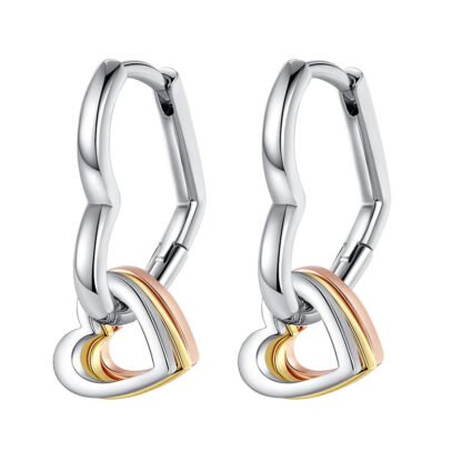 Heart Silver Hoop Earrings