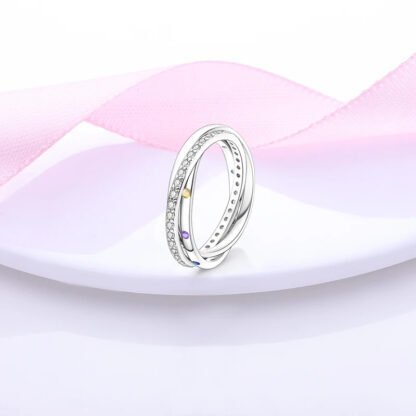 Crystal Criss Cross Silver Ring - Image 2