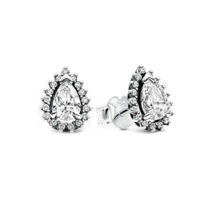 Crystal Waterdrop Silver Stud Earrings