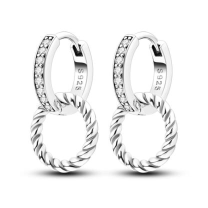 Crystal Hoop Silver Hoop Earrings