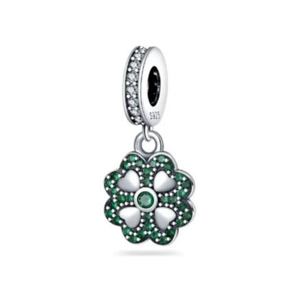 Emerald Green Geometric Clover Charm