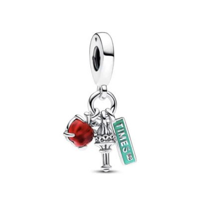 Emerald Green Street Sign, Torch and Red Apple Charm