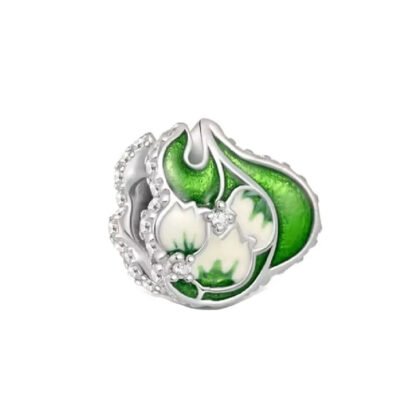 Emerald Green White Flowers Charm