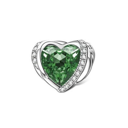 Emerald Green Crystal Heart Charm