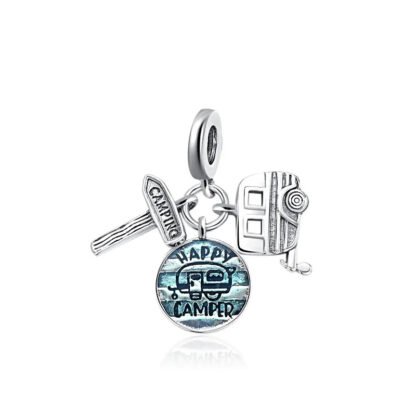 Green Happy Camper Travelling Van and Sign Charm