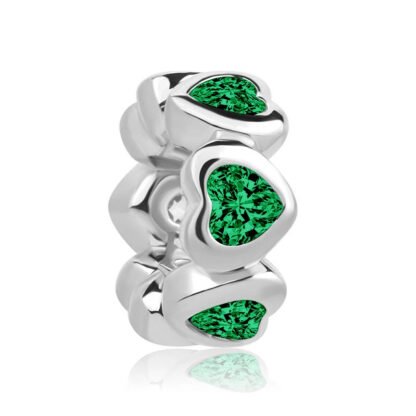 Emerald Green Hearts Charm