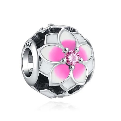 Modern Cherry Blossom Pink Gem Charm