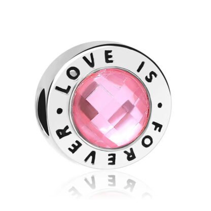 Pink Gem "LOVE IS FOREVER" Charm