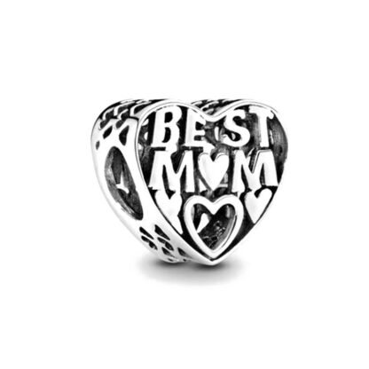 Silver Heart BEST MOM Charm