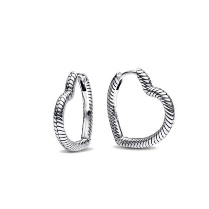 Heart Silver Hoop Earrings