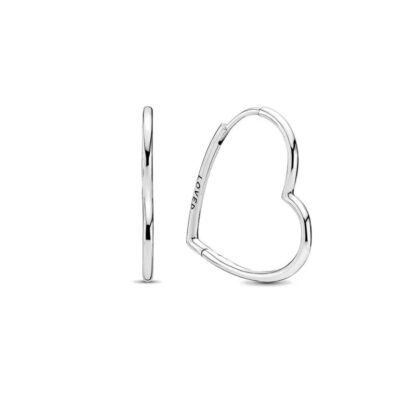 Heart Silver Hoop Earrings