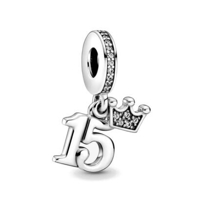 Crowned Number Fifteen 15 Charm