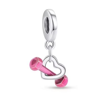 Gym Love Heart Dumbbell Charm - Image 2
