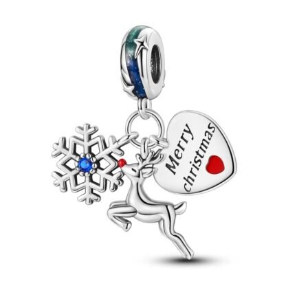 Snowflake Deer Christmas Charm