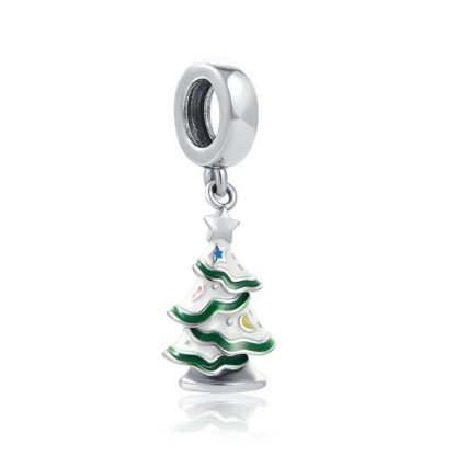 White and Green Christmas Tree Charm