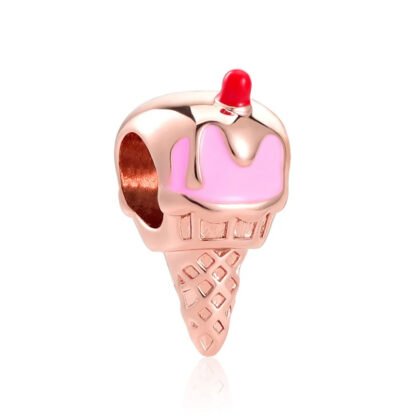 Rose Gold Ice-cream Red Gem Drop Charm