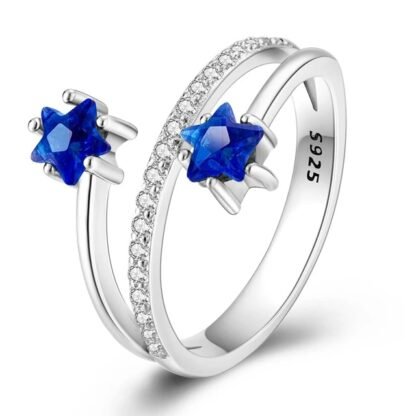 Blue Star Silver Ring