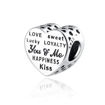 Wordy Love Mantra Heart Charm