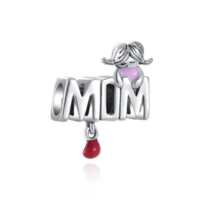 MOM Holding On Red Heart Charm