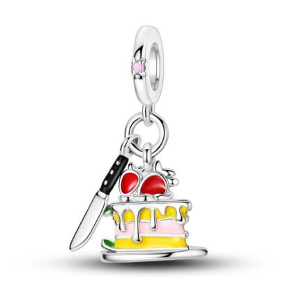 Dessert Sweet Strawberry Cake and Knife Charm