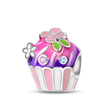 Whimsical Pink Purple Cupcake Charm