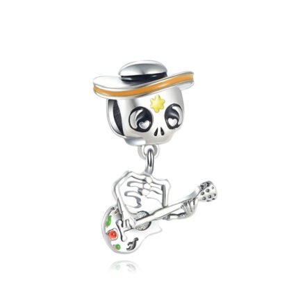 Musician Skeleton Playing Guitar Charm