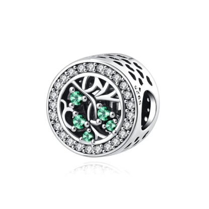 Artistic Vines in Circle Green Gems Charm