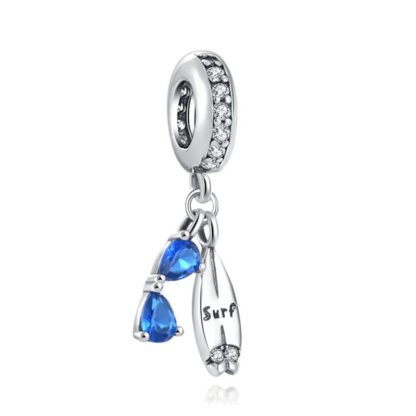 Surfboard and Blue Sunglasses Charm