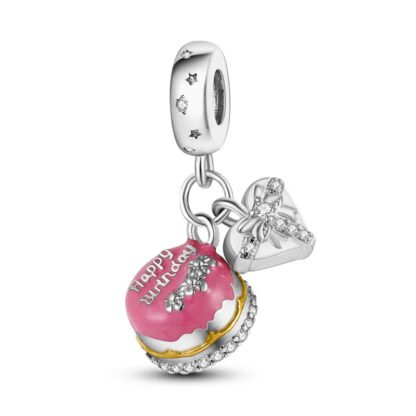 Happy Birthday Cake and Heart Shaped Gift Charm