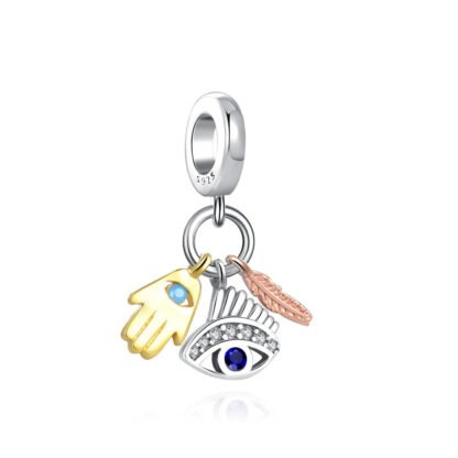 Religious Feather Eye and Golden Hand Charm