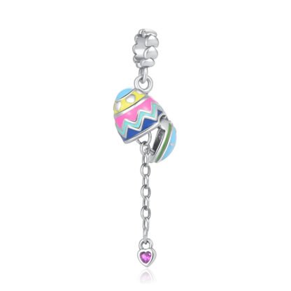 Open Easter Egg Magenta Heart Gem Charm