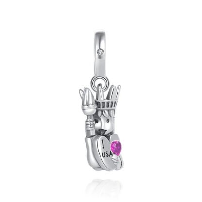 Statue of Liberty Magenta Gem Charm