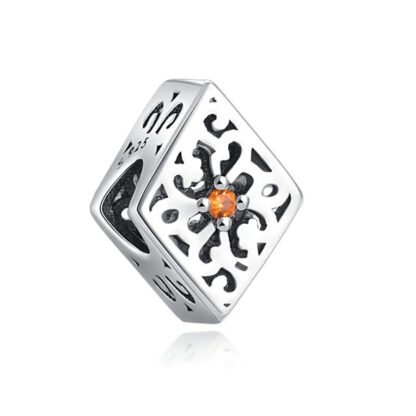 Geometric Futuristic Prism Orange Gem Charm