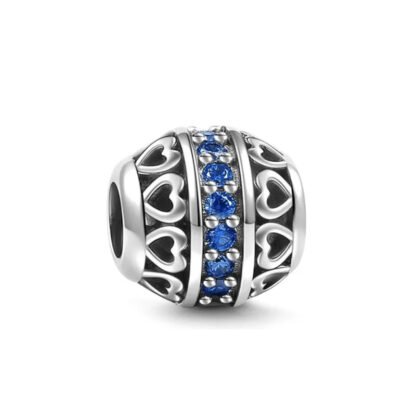 Love Hearts Egg Dark Blue Gems Band Charm