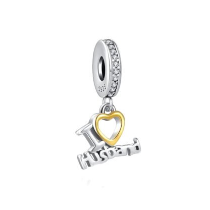 I Love Husband Golden Heart Charm